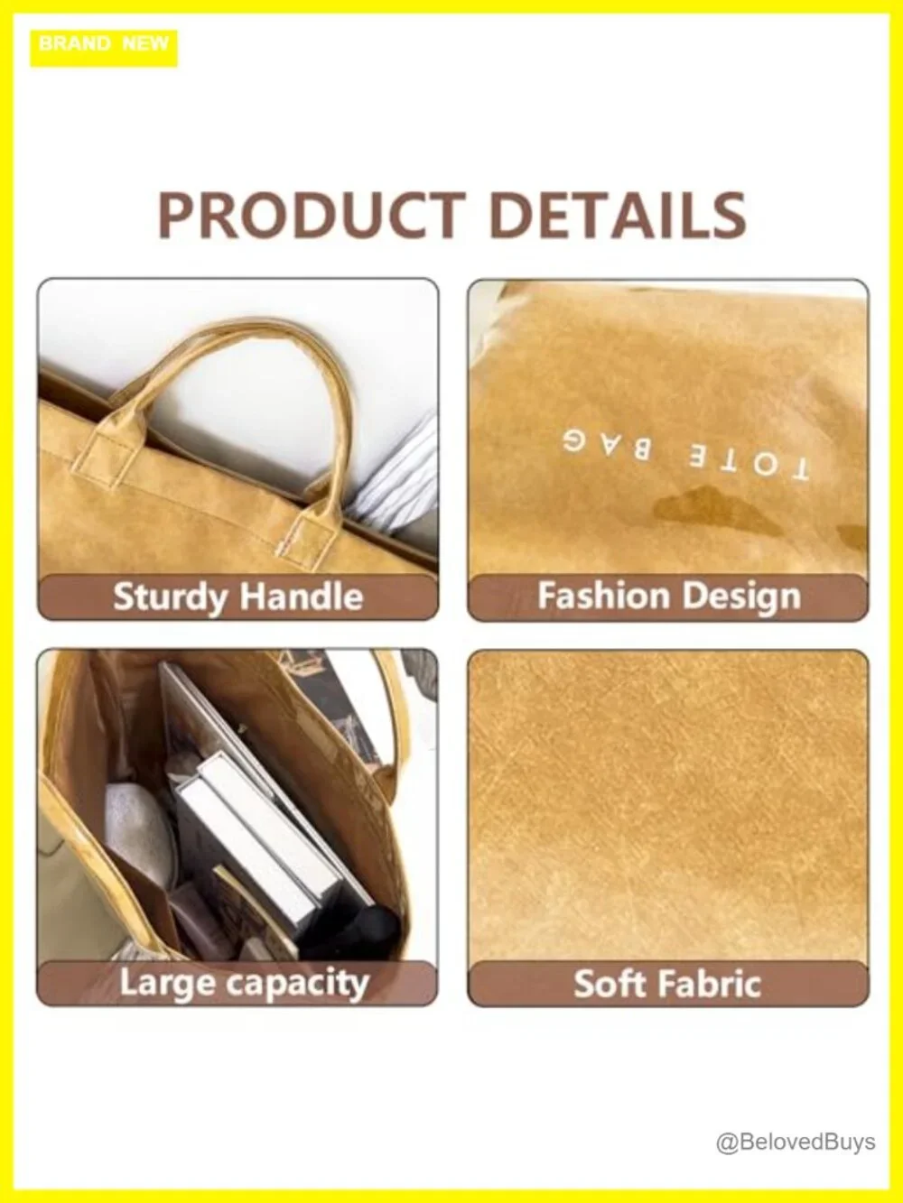 Large Paper Tote Bag with Letter Print Clear Shopping Hobo Bag